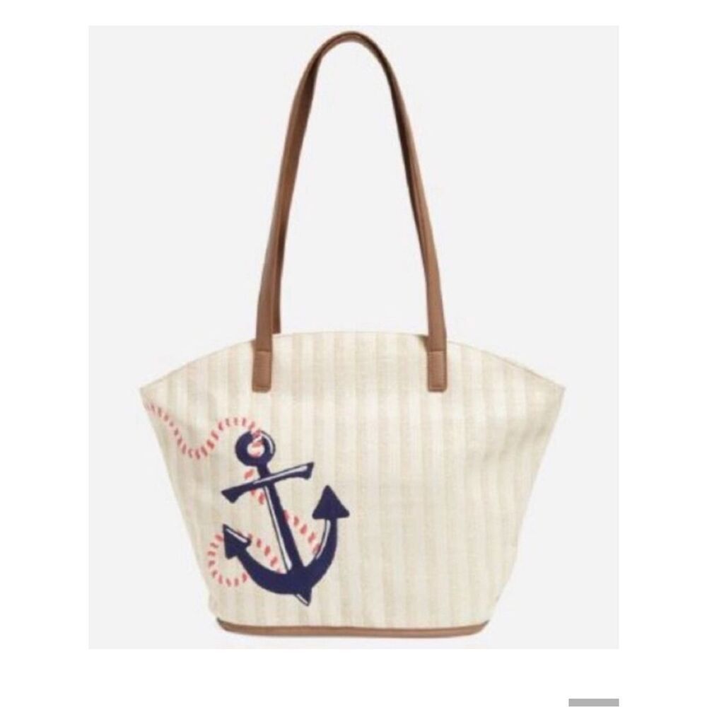 Vera Bradley REGATTA Woven Stripe Nautical Anchor Sailboat Lined Coastal Tote